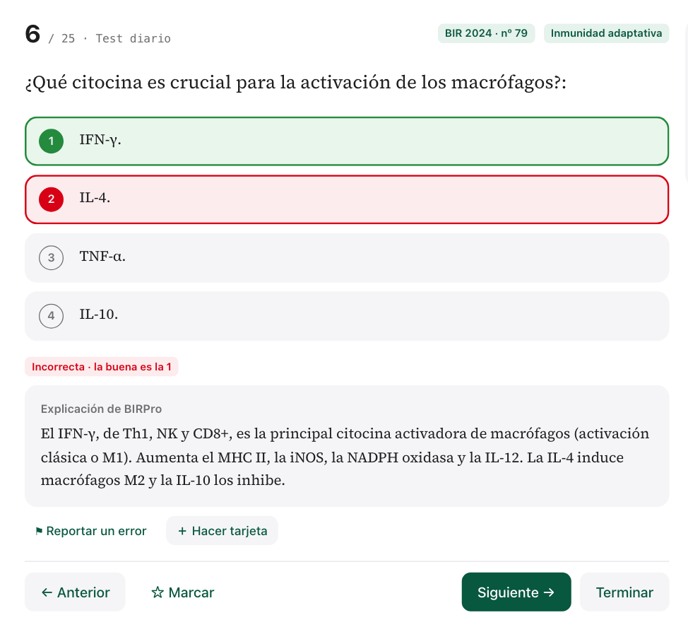 Pregunta oficial del BIR 2024 respondida, con su explicación en BIRPro