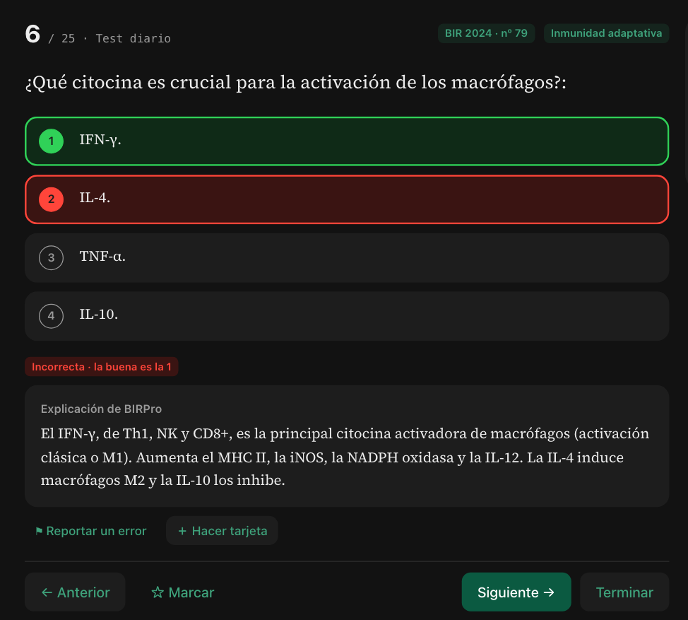 Pregunta oficial del BIR 2024 respondida, con su explicación en BIRPro