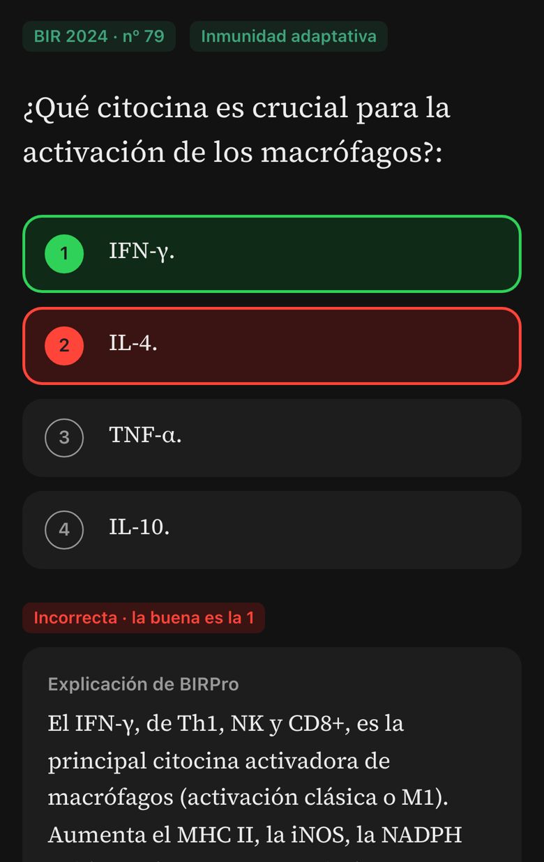 Pregunta oficial del BIR 2024 respondida, con su explicación en BIRPro