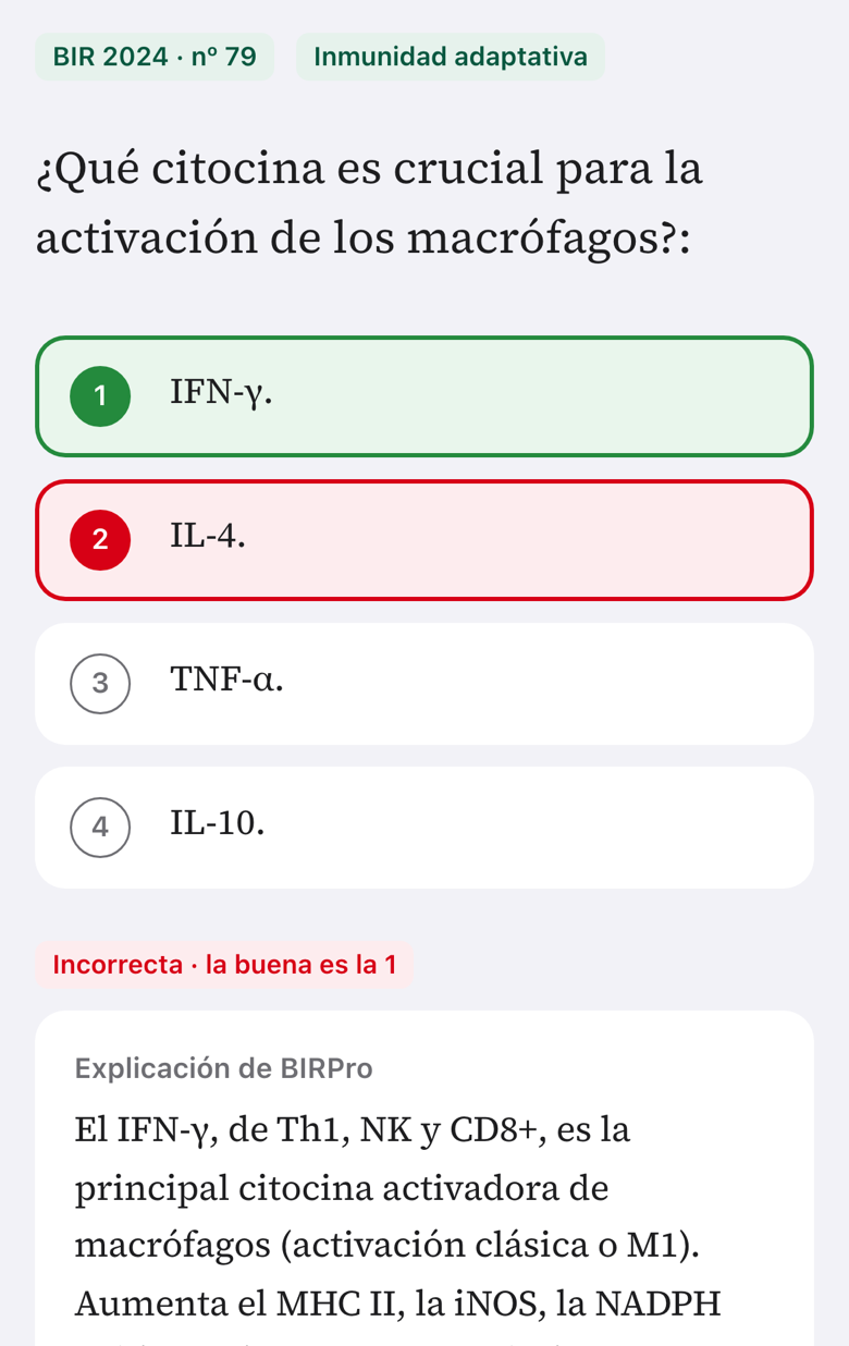 Pregunta oficial del BIR 2024 respondida, con su explicación en BIRPro